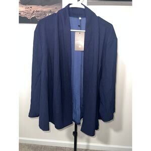 Blue loose linen cardigan Womens Top sz 4XL